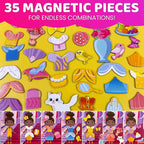 QUOKKA Magnetic Dress-Up Dolls for Girls Boys with 35 Magnetic Pieces - Creative Magnetic Play Set for Home or Travel - Perfect Magnetic Paper Dolls for Ages 3 and Up, Boost Storytelling with Princess