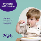 doddl Toddler Utensils, Ergonomic Fork Spoon and Knife Set for Self Feeding, Stainless Steel Silverware for 1-3 Year Olds, BPA Free, Dishwasher Safe (Aqua)