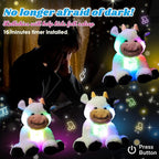 Cuteoy Glowing LED Cow Light-up Nightlight Toys Musical Plush Stuffed Animal Soft Singing Lullabies Birthday Christmas Plushies Gifts for Kids Boys Girls,10"