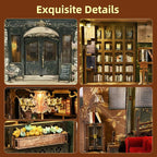 Book Nook Kit, DIY Miniature Dollhouse Book Nook Kit with Dust Cover and LED Light (Saisons Café)