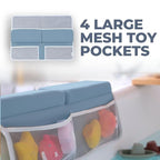 Comfortable Baby Bath Kneeler and Elbow Rest Pad Set – Thick Memory Foam Bath Kneeling Pad with Elbow Support – Baby Bathtub Cushion with Toy Organizer for Bathing Infant or Toddler - Blue