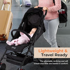 Jovial Lightweight Baby Stroller, Folding Travel Stroller with Reclining Seat, Canopy, 5-Point Safety Harness, Storage Basket, Smooth Wheels, Compact Portable Design (39.8" x 18.7" x 32.3")