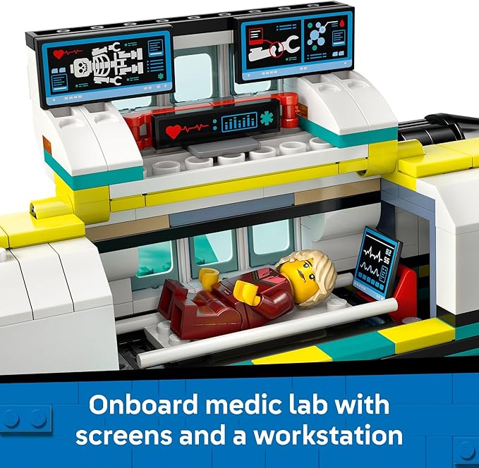 LEGO City Emergency Air Ambulance Airplane Building Toy for Kids - Pretend Play Rescue Airplane Model for Boys & Girls, Ages 6+ - Building Blocks W/Hero Minifigures - Gift Idea for Birthdays - 60465