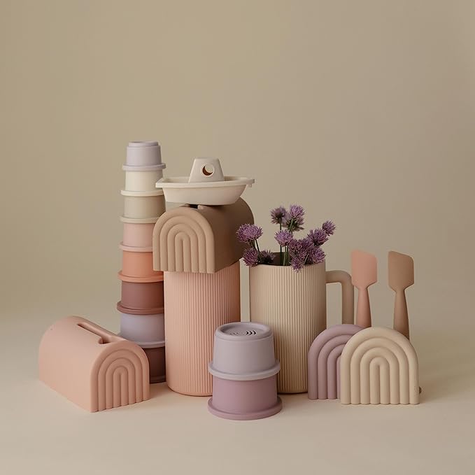 mushie Bath Spout Cover | Soft Silicone Bathtub Faucet Safety Guard for Kids | Universal Fit (Blush)