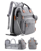 Diaper Bag Backpack with Changing Station, Large Diaper Bag, Baby Bag, Multifunctional Diaper Bag, Gray
