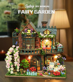 Spilay Miniature Dollhouse Miniature House Kit,DIY Kit Mini Modern Villa Model with Music Box ，Best Christmas Birthday Gift.(Fairy Garden)