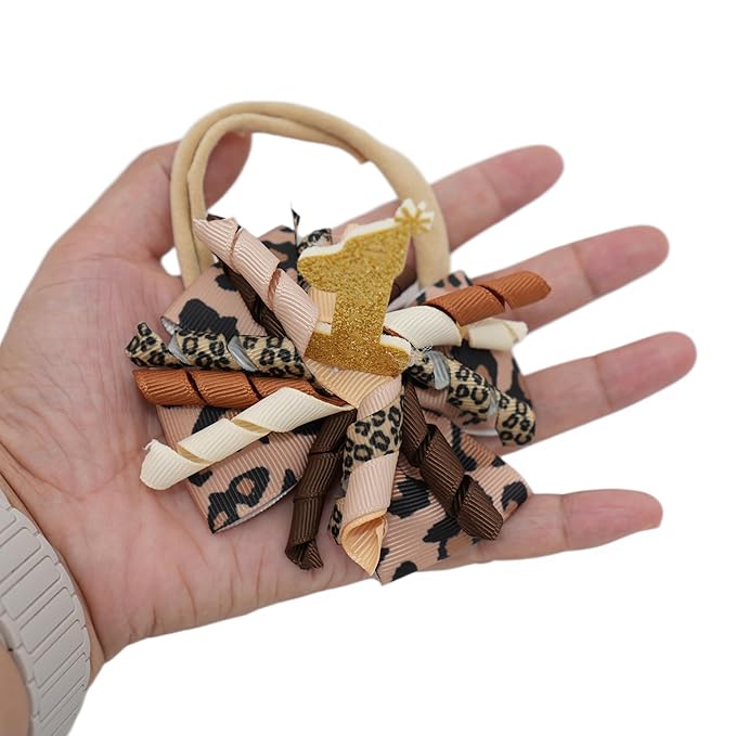 Birthday Hair Bow for Baby Girls 1 2 3 4 5 6 Years Sprinkle Decorations Party Hair Accessories Headband for First 1st Birthday Leopard Print