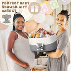 Elephant Diaper Caddy Organizer Cart Storage for Nursery with Handle Baby Shower Basket Gift Baby Bath Caddy for Diapers Wipes Elephant Basket for Nursery(X-Large)