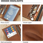 Genuine Leather Passport Holder Handmade Passport cover Lightweight Travel Bifold Passport Wallet brown