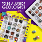 XXTOYS Rocks Collection 25PCS Rock and Mineral Education Set Gemstones for Kids Geology Gem Kit with Healing Chakra Gemstones, Tumbled Stones and More Identification Guide STEM Science Education
