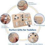 Wooden Montessori Toys Busy Board for 1 2 3 4 Year Old, Baby Toddler Sensory Toys, for Fine Motor Skills, for Autism ADHD