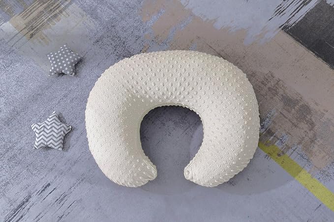 Nursing Pillow and Positioner Breastfeeding and Bottle Feeding, Propping Baby, Tummy Time, Sitting Support for Baby Boy Baby Girl, with Removable Dots Cover (Sand, 22 X 17.7 X 5.9 Inch)