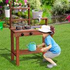 ROBOTIME Mud Kitchen for Kids Outdoor, Wooden Kids Kitchen Playset, Outdoor Play Kitchen with Removable Sink, Faucet, Cooking Accessories, Stove, Fun Backyard Outdoor Kitchen for Boys Girls 3+