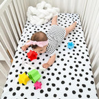 Crib Sheet Set | Toddler Sheet Set 2 Pack 100% Jersey Cotton Black and White Abstract Stripes and Dots