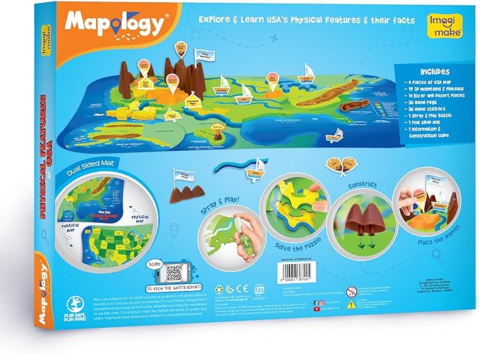 Imagimake Mapology Physical Features USA Puzzle | Mountains, National Parks, Rivers & Lakes 3D Puzzle Toys for Ages 8-13 | Educational Toys | Classroom Must-Haves | Back to School Gifts for Kids 6-12