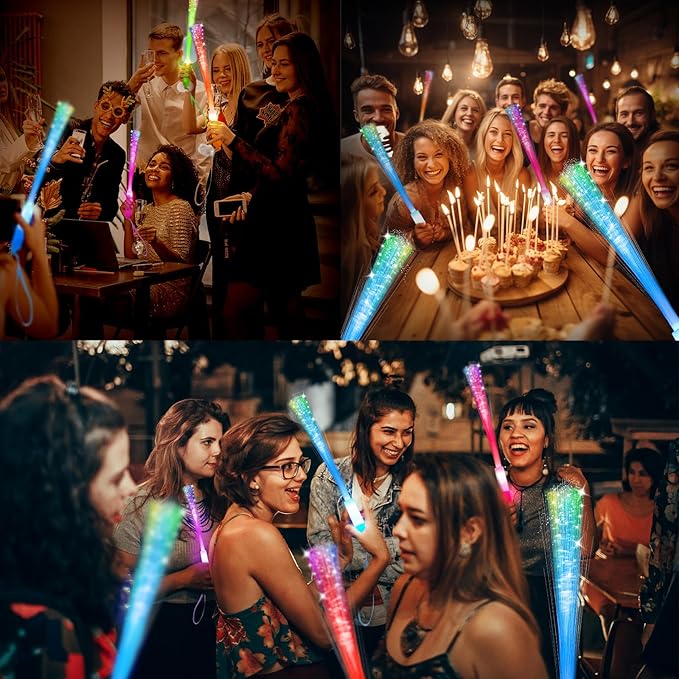 100 PCS Glow Fiber Wands Sticks,LED Light Wands,Glow in The Dark Party Supplies,Fiber Optic Wands,LED Flashing Sticks,Fiber Optic Light Wand Stick for Party,Wedding,New Year Party Favors
