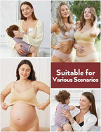 HOFISH Maternity Nursing Bras for Breastfeeding, 3 Pack Pregnancy Deep V Neck Wireless Bra with Extenders & Clips