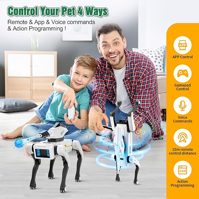 Shoot Robot Dog - Interactive STEM Pet with Voice Control, 30+ Actions & APP Programming, Durable Design for Kids Age 6+ (Compatible with iOS/Android)