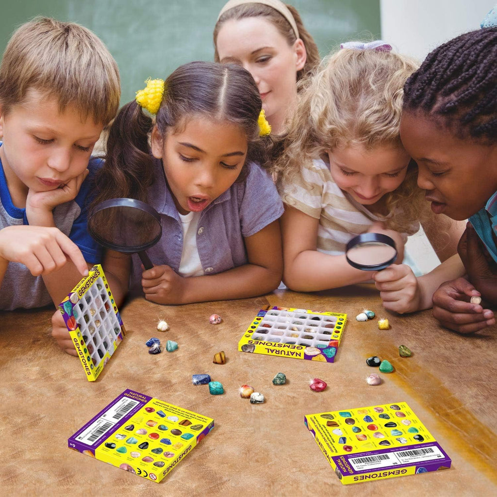 XXTOYS Rocks Collection 25PCS Rock and Mineral Education Set Gemstones for Kids Geology Gem Kit with Healing Chakra Gemstones, Tumbled Stones and More Identification Guide STEM Science Education