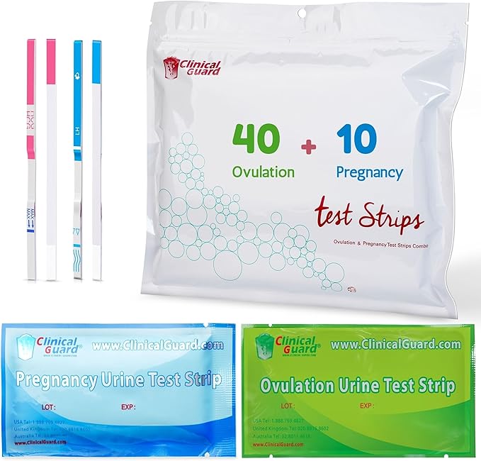 Clinical Guard Ovulation and Pregnancy Test Strips - 40 Ovulation Test Strips and 10 Pregnancy Test Strips, Ovulation Kit, Lh Test Strips, Ovulation Tests, Hcg Test Strips, Fertility Test for Women