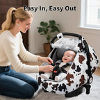 Elstey Car Seat Cover Baby, Minky Dot Carseat Covers Baby Girls, Lightweight Infant Car Seat Cover Canopy with 2 Layers Breathable Mesh Windows, Stroller Carrier for Babies Newborn Essentials