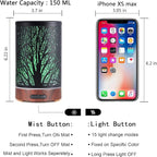 Essential Oils Diffuser for Home,150ML Aromatherapy Diffuser,Birthday Gifts for Women mom,Metal Cool Mist Humidifier with 7 Colors Lights Waterless Auto Off Air Diffusers(Tree)