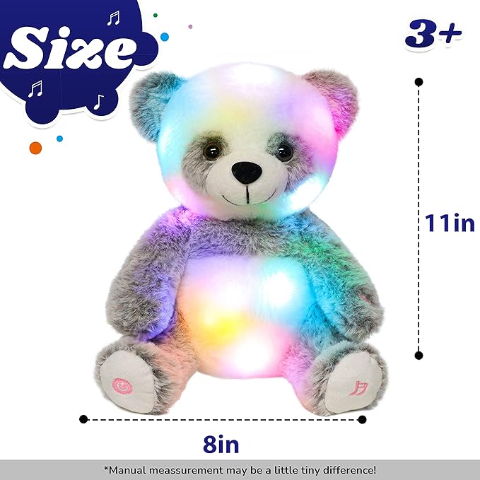 Cuteoy Light-up Singing Plush Panda LED Musical Stuffed Animal Adjustable Volume Lullaby Plushies Birthday Christmas Toy Gifts for Kids Toddler Girls, 13"