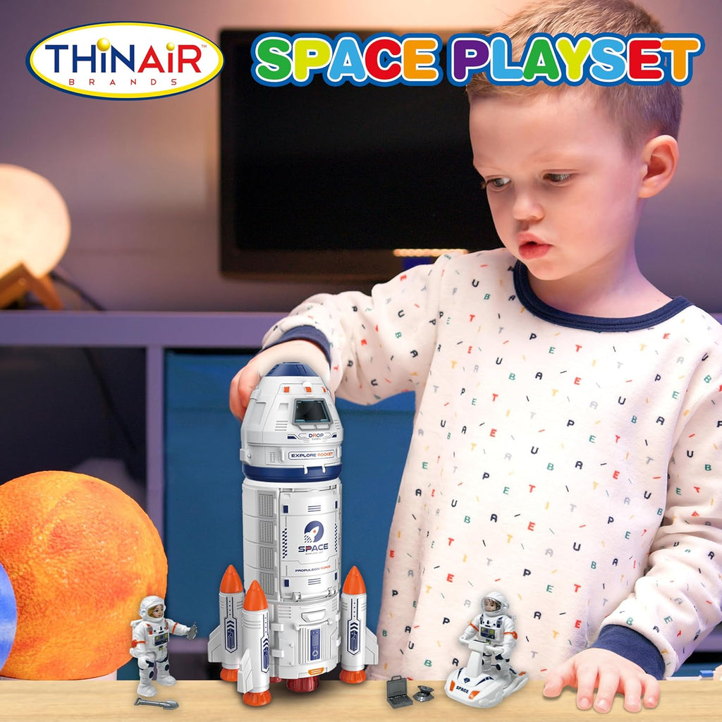 Nature Bound Playful Minds Rocket Ship Space Toy, Kids Spaceship Playset with Two Astronauts, Space Racer, and Accessories, Educational STEM Adventure