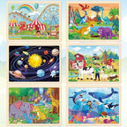 6 Packs Wooden Puzzles for Kids Ages 4-6, 60 Piece Wood Dinosaur Animals Jigsaw Puzzles for Toddlers Ages 3-5, Preschool Educational Learning Toys Gifts for 2 3 4 5 6 7 8 Boys Girls