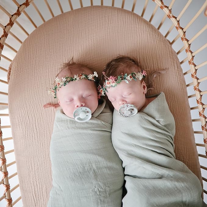 mushie Extra Soft Muslin Fitted Crib Sheet | 192 Thread Count | 28"x 52" (Rainbow)