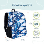 Wildkin 15-inch Kids Backpack – Durable, Padded, Adjustable for School & Travel - Sharks