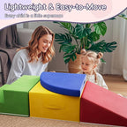 4 Piece Foam Climbing Blocks for Toddlers, Baby Climbing Gym with Ultra High Density Foam for Crawling and Sliding, Indoor Soft Play Set for Infant, Babies & Kids - Multicolor (Multicolor B, 4-Piece)