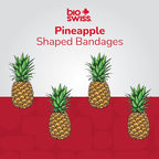 BioSwiss Bandages, Pineapple Shaped Self Adhesive Bandage, Latex Free Sterile Wound Care, Fun First Aid Kit Supplies for Kids, 24 Count