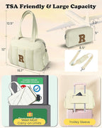 Trendy Gifts-Duffle Bag for Travel Women, Travel Bags，Initial Overnight Bag with Wet Pocket，Lightweight Weekender Bags Personalized Gym Tote with Makeup Pouch