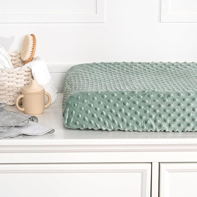 Gerber Unisex Baby Changing Pad Cover, Dino Time, Green with White Polka Dots, Soft Velboa, Newborn, Infant, Baby, CHANGING PAD COVER