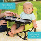 Summer by Bright Starts Pop 'N Sit Portable Booster Chair, Floor Seat, Indoor/Outdoor Use, Compact Fold, Green, 6 Mos - 3 Yrs