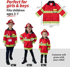 Born Toys 8 PC Premium Washable Kids Fireman Costume Toy for Kids,Boys,Girls,Toddlers, and Children with Complete Firefighter Accessories