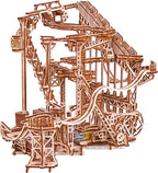Wood Trick Wooden Marble Run Spiral Electric Motorized - Wooden 3D Puzzles for Adults and Kids to Build - 13x13 - Roller Coaster Mechanical Wooden Model Kits for Adults and Teens to Build