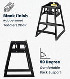 Alpine Wooden High Chairs for Babies and Toddlers with Safety Strap, Commercial Grade Restaurant High Chair, Durable Wood Space Saver Baby Feeding Chair, Ideal for Dining Spaces (2 Pack, Black)