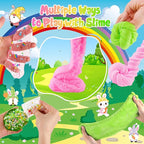 LAWOHO 6 Packs Bunny Pink Slime Kit -Cloud Clear Butter Slimes with Easter Charms & Add-ins, Soft Fluffy Slimes Kits for Girls & Boys, 360ml Pink & Green Easter Slime Making Kit Party Favor for Kids