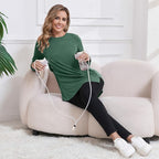 GINKANA Women's Nursing Shirts Long Sleeve 3 Packs Hidden Zipper Breastfeeding Pumping Tops Side Split Maternity Clothes