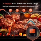 INKBIRD Dual Mode WiFi Wireless Meat Thermometer, 4 Probes with Clear LCD for Smoking, Bluetooth Meat Thermometer with Smart APP Control for Oven, Cooking