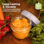 KeaBabies 12pk 4oz Glass Baby Food Containers with Lids - Leak-Proof, Microwavable Small Glass Jars, Baby Purees & Toddler Snack Storage Containers, BPA-Free, Dishwasher & Freezer Safe (Lilac)