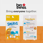 BioSwiss Bandages, The Smurfs Baby Smurf Shaped Self Adhesive Bandage, Latex Free Sterile Wound Care, Fun First Aid Kit Supplies for Kids and Adults, 24 Count Box