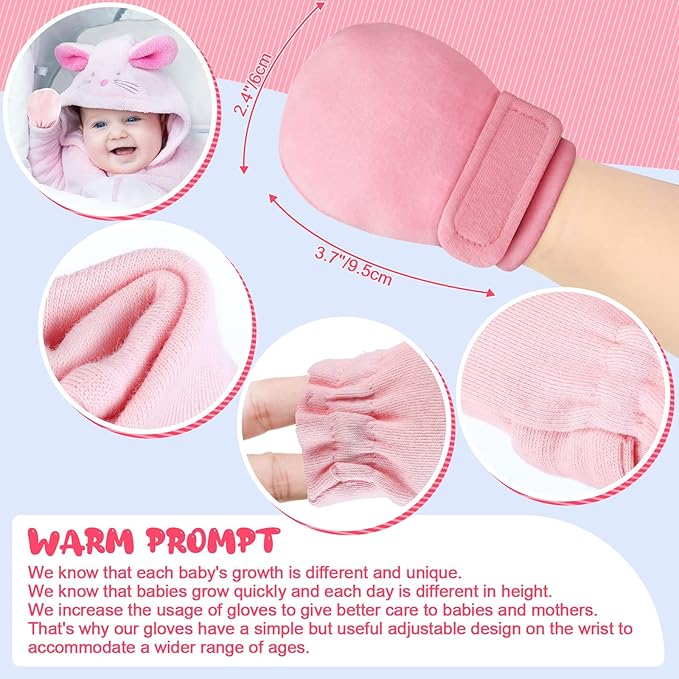 Adjustable Baby Mittens No Scratch Newborn Cotton Breathable Gloves Warm Baby Mitts for Boys Kids