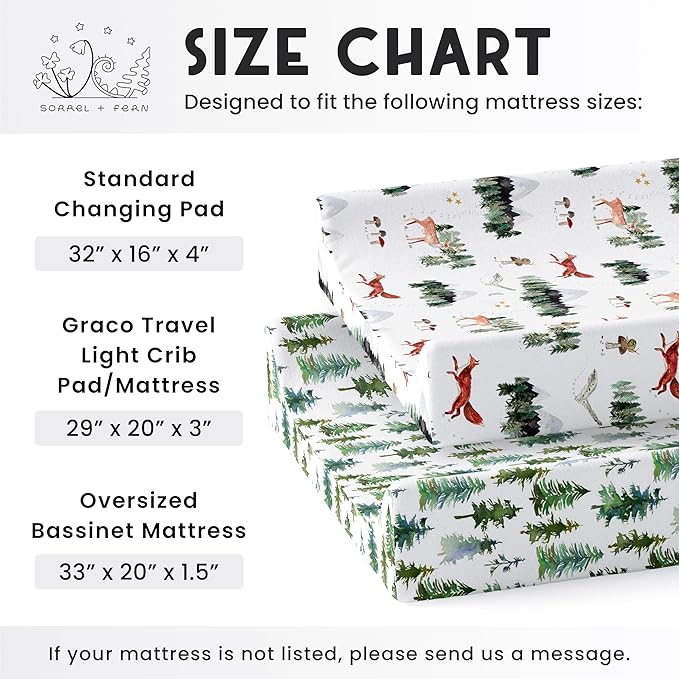 Baby Changing Pad Cover 2-Pack for Boys, Girls (Woodland Forest Animals) - Premium Fitted Sheets Baby Diaper Changing Table Cover - Buttery Soft Cotton Blend