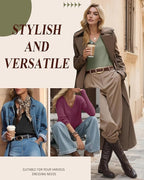 3 Pack Women's Maternity Nursing Tops, V Neck Breastfeeding Sweaters Long Sleeve Hidden Zipper Shirts