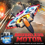 BEZGAR RC Plane for Kids | 2.4GHZ Brushless Drones with Camera, 6-axis Gyro Remote Control Airplane, 360° Flip Fighter Jet Toy, Toys for Ages 8+ with Colorful LED Navigation Lights Orange