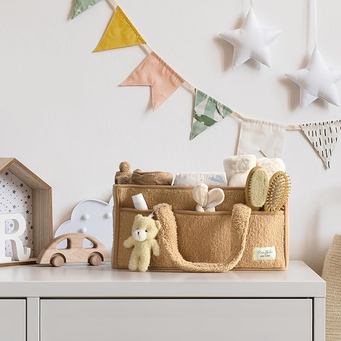 PeraBella Diaper Caddy Organizer for Changing Table, Storage Basket for Wipes, Gift for Baby Shower, Car Organizer, Nursery Organizer, Portable Storage