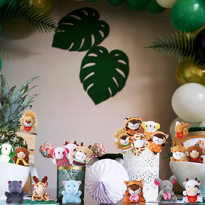 Zhanmai 100 Pcs Mini Plush Stuffed Animal Bulk Small Animal Toys Keychain Party Favors Easter Egg Stuff for Kids Birthday Valentine Carnival Classroom Prizes Gift Goodie Bag Filler (Forest Animals)